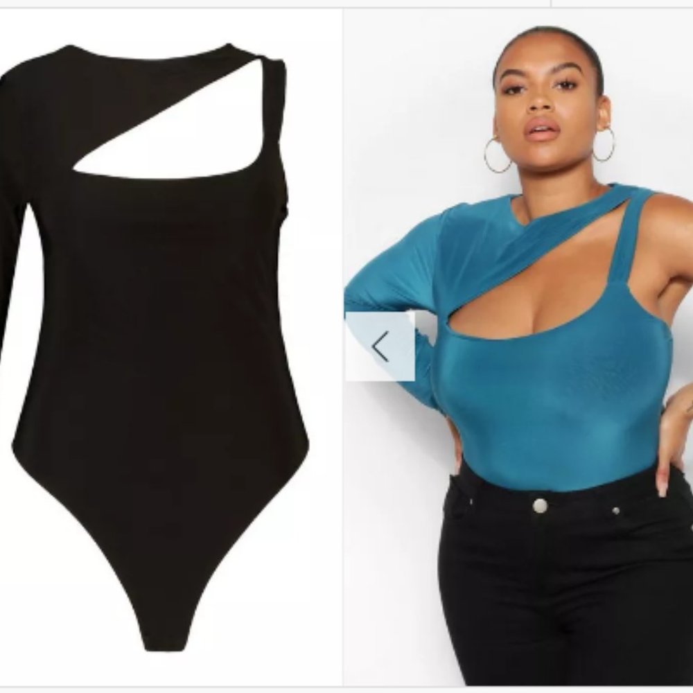 Boohoo PLUS ONE SHOULDER CUT OUT DOUBLE LAYER BODYSUIT